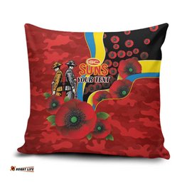 Gold Suns ANZAC Personalised Pillow Cover Lest We Forget Poppy Camo LT9