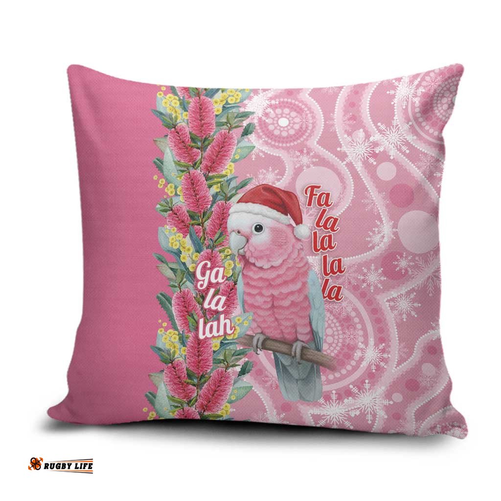 Australia Pink Galah Christmas Pillow Cover Falalalala Galalah Bottlebrush Aboriginal Art LT14