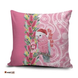 Australia Pink Galah Christmas Pillow Cover Falalalala Galalah Bottlebrush Aboriginal Art LT14