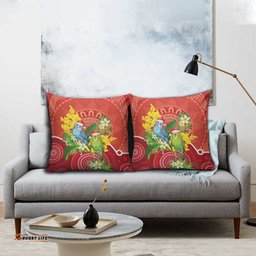 Budgerigar Australia Christmas Pillow Cover Budgies Golden Wattle Aboriginal Red LT14