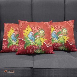 Budgerigar Australia Christmas Pillow Cover Budgies Golden Wattle Aboriginal Red LT14
