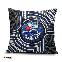 Geelong Cats Pillow Cover Indigenous Monochrome Dot Art Mascot Style TS04