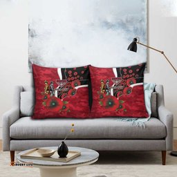 Essendon Bombers ANZAC Personalised Pillow Cover Lest We Forget Poppy Camo LT9