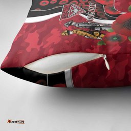 Essendon Bombers ANZAC Personalised Pillow Cover Lest We Forget Poppy Camo LT9