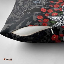 Carlton Blues ANZAC Day Pillow Cover Indigenous Dot Art with Poppy Flower Tribute TS04