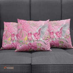 Australia Pink Galah Pillow Cover Rose-breasted Cockatoo Waratah Indigenous Art LT14