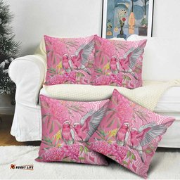 Australia Pink Galah Pillow Cover Rose-breasted Cockatoo Waratah Indigenous Art LT14