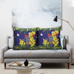 Australia Gang-gang Cockatoo Christmas Pillow Cover Callocephalon Fimbriatum Golden Wattle Blue LT14