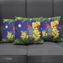 Australia Gang-gang Cockatoo Christmas Pillow Cover Callocephalon Fimbriatum Golden Wattle Blue LT14