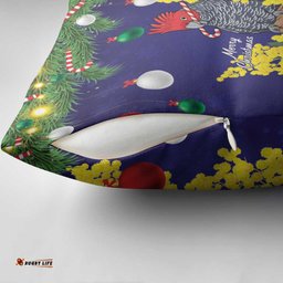 Australia Gang-gang Cockatoo Christmas Pillow Cover Callocephalon Fimbriatum Golden Wattle Blue LT14