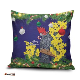 Australia Gang-gang Cockatoo Christmas Pillow Cover Callocephalon Fimbriatum Golden Wattle Blue LT14