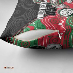 Custom Rabbitohs Pillow Cover Rabbit Mascot With Aboriginal Indigenous DT05