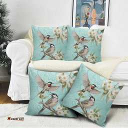 Australia Red Wattlebird Pillow Cover Eucalyptus Alba Indigenous Art LT14