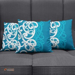 Azure Blue Maori Pillow Cover Koru Kowhaiwhai LT7