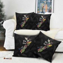 Kia Ora New Zealand Floral Pillow Cover Black LT7