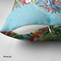 Blue Budgies on Callistemon Pillow Cover Merry Christmas Aussie LT7