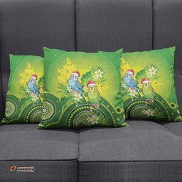 Budgerigar Australia Christmas Pillow Cover Budgies Golden Wattle Aboriginal Green LT14