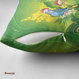 Budgerigar Australia Christmas Pillow Cover Budgies Golden Wattle Aboriginal Green LT14