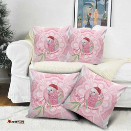 Funny Pink Galah Australia Christmas Pillow Cover Eucalyptus Blossoms Aboriginal Art LT14