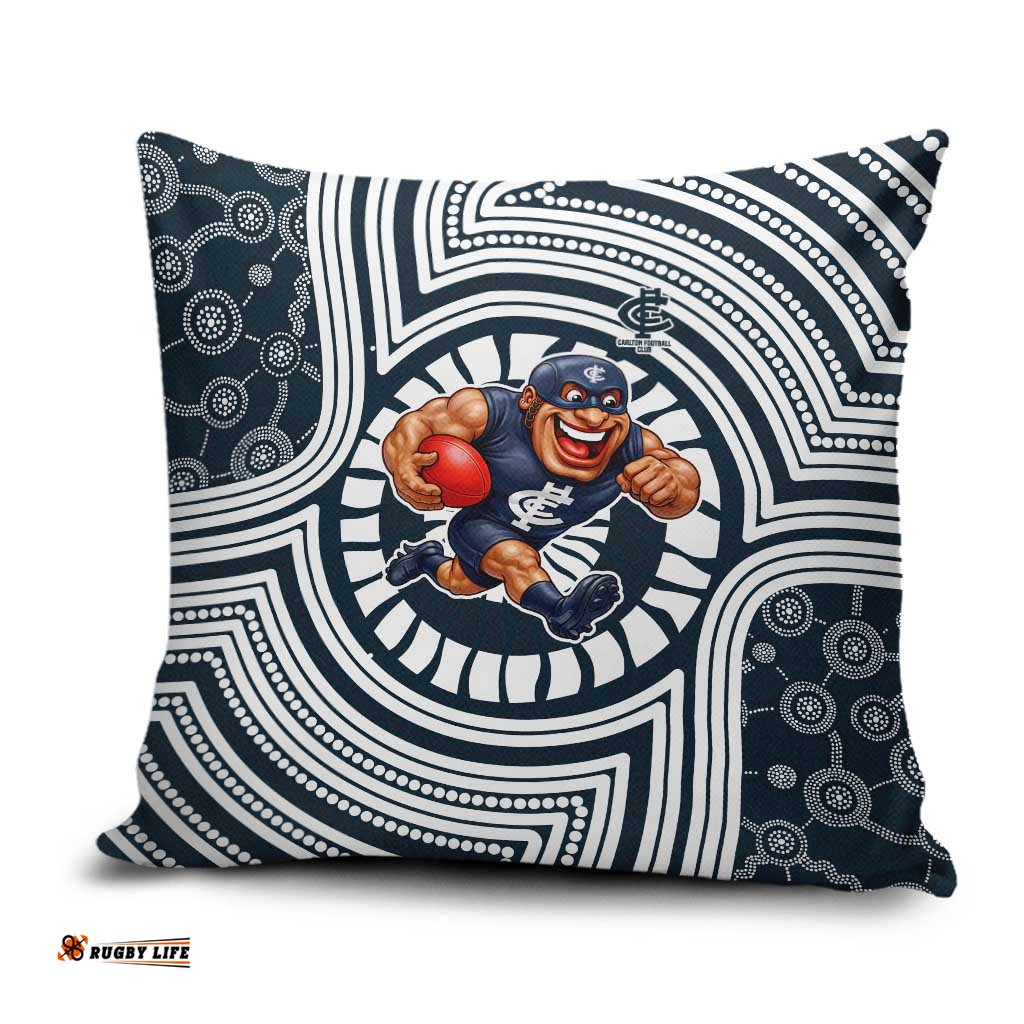 Carlton Football Club Pillow Cover Indigenous Monochrome Dot Art Mascot Style TS04