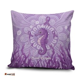 Australia Epilepsy Awareness Pillow Cover Seahorse Think Purple Ribbon Aboriginal LT14