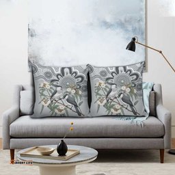 Australia Grey Butcherbird Pillow Cover Eucalyptus Alba Indigenous Art LT14