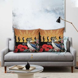 Australia Kookaburra ANZAC Day Pillow Cover Rising Sun 25th April Poppy Eucalyptus Blossoms LT14