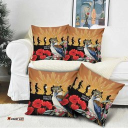 Australia Kookaburra ANZAC Day Pillow Cover Rising Sun 25th April Poppy Eucalyptus Blossoms LT14