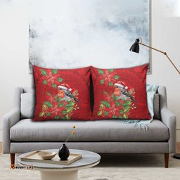 Australian Scarlet Robin Pillow Cover Aboriginal Inspired Christmas LT9
