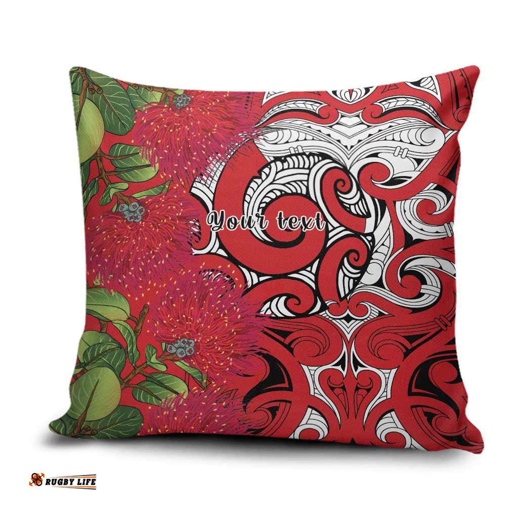 Personalised New Zealand Koru Pohutukawa Pillow Cover Meri Kirihimete Aroha for Christmas LT9