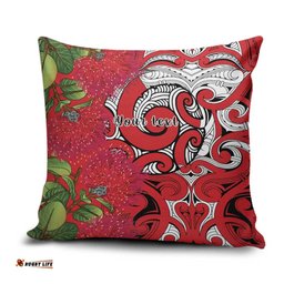 Personalised New Zealand Koru Pohutukawa Pillow Cover Meri Kirihimete Aroha for Christmas LT9