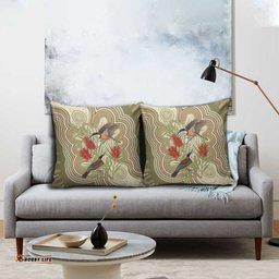 Australia Eastern Spinebill Pillow Cover Aussie Honeyeater Bottlebrush Indigenous Art LT14