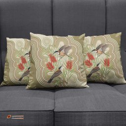 Australia Eastern Spinebill Pillow Cover Aussie Honeyeater Bottlebrush Indigenous Art LT14