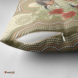 Australia Eastern Spinebill Pillow Cover Aussie Honeyeater Bottlebrush Indigenous Art LT14