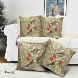 Australia Eastern Spinebill Pillow Cover Aussie Honeyeater Bottlebrush Indigenous Art LT14