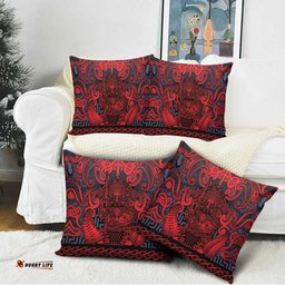 New Zealand Taiaha Maori Pillow Cover Whero Minimalist Silver Fern Tukutuku Motif LT9