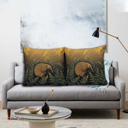New Zealand Kiwi Bird Pillow Cover Silver Fern Mix Maori Pattern LT05