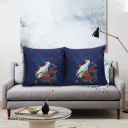Merry Cocka-mas Pillow Cover Australia Christmas Blue Art LT9