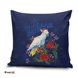 Merry Cocka-mas Pillow Cover Australia Christmas Blue Art LT9