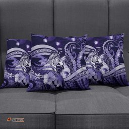 Maori Romantic Valentine Pillow Cover The Hongi Kiss Purple Galaxy DT05