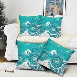 NAIDOC Week 2026 Pillow Cover 50 Years Deadly Dhari Cyan Aboriginal Art LT14
