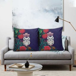 Maori Wheku Meri Kirihimete Personalised Pillow Cover All Blue Indigenous Maori Motif LT9