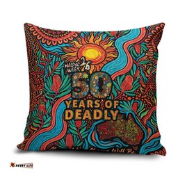NAIDOC Week 26 Pillow Cover 50 Years of Deadly Aboriginal Motif LT03