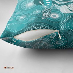 NAIDOC Deadly 50 Years Pillow Cover Jellyfish Aboriginal Culture Inspired Turquoise LT9