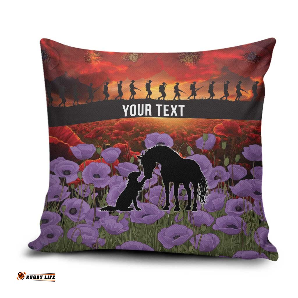 Personalised ANZAC Day Pillow Cover Remembering the Animals of War LT19