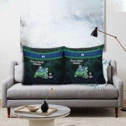 Torres Strait Islands Sea Turtle and Dhari Pillow Cover Oceanic Indigenous Dotwork Tribal Illustration TS04