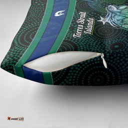 Torres Strait Islands Sea Turtle and Dhari Pillow Cover Oceanic Indigenous Dotwork Tribal Illustration TS04