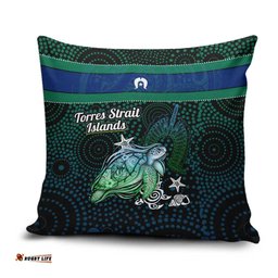 Torres Strait Islands Sea Turtle and Dhari Pillow Cover Oceanic Indigenous Dotwork Tribal Illustration TS04