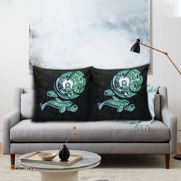 Whale and Dhari Torres Strait Islands Pillow Cover Deep Green Oceanic Tribal Pattern Art TS04