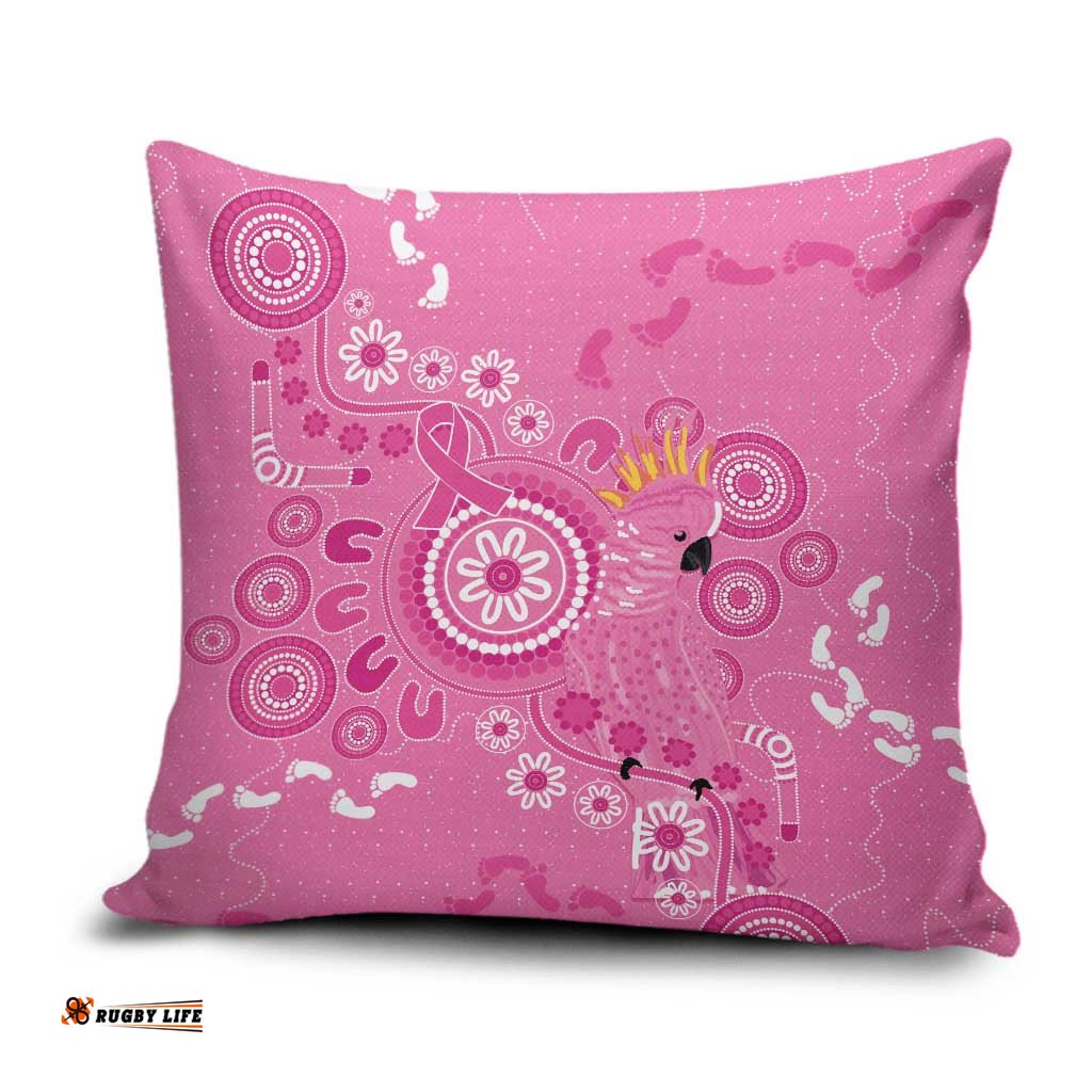 Pink Ribbon Australia Pillow Cover Breast Cancer Awareness Aboriginal Cacatua leadbeateri LT14